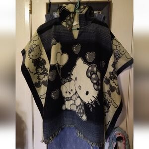 Hello Kitty Black and Cream Poncho